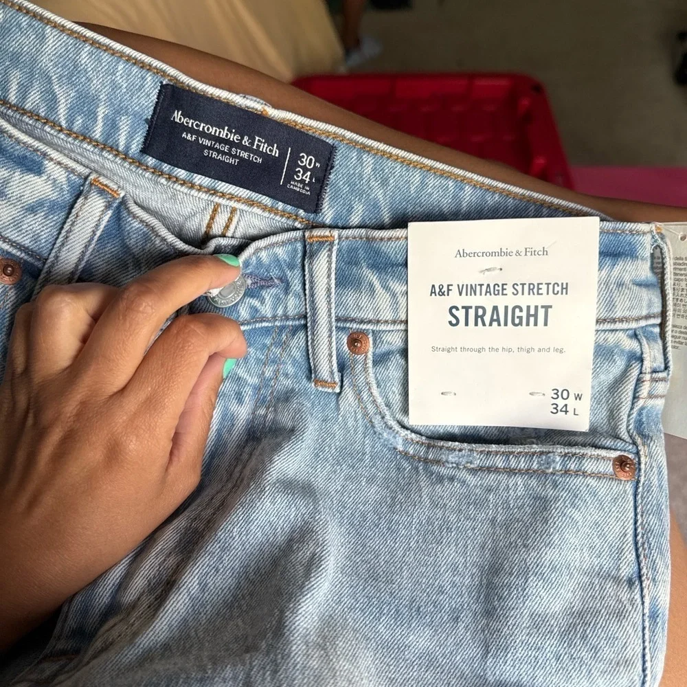 Abercrombie & Fitch Blue Straight-Leg Jeans Timeless Fit